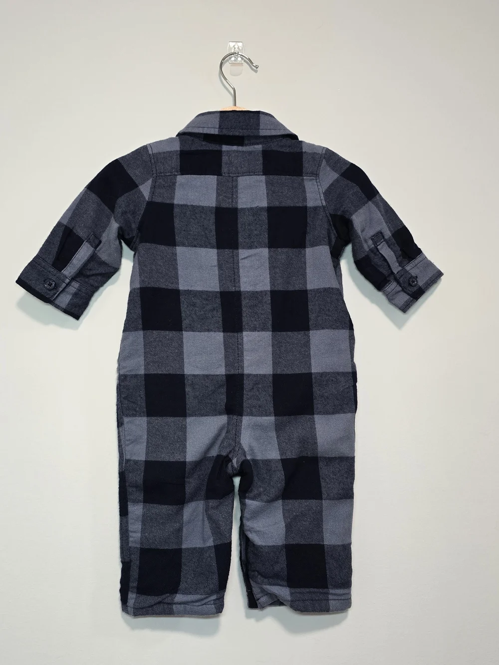 GAP Navy and Gray Plaid Button Romper Fully Lined Extra Soft Fall Style